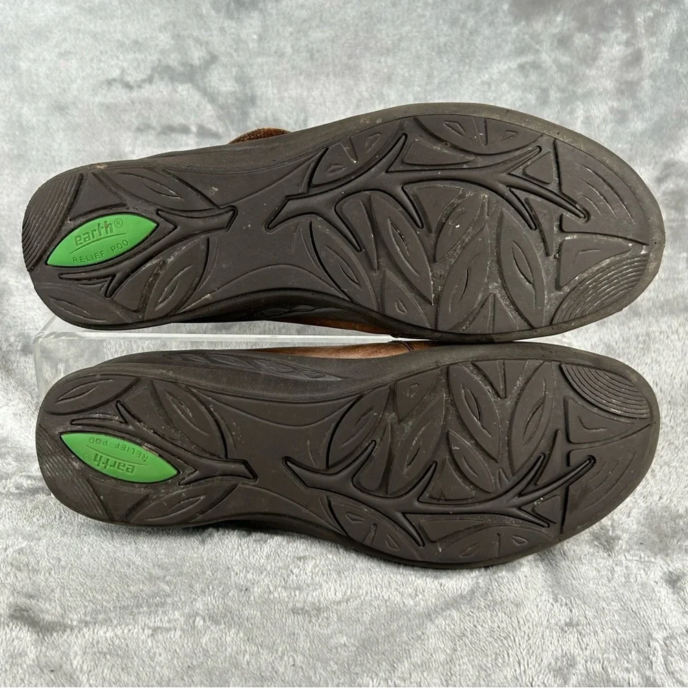 Earth Amity Loafers Womens 7.5 Brown Leather Comfort Flats‎ Shoes Adjust Strap